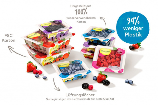 Driscolls  Neue Papierverpackung, Reduzieren Plastikverpackungen