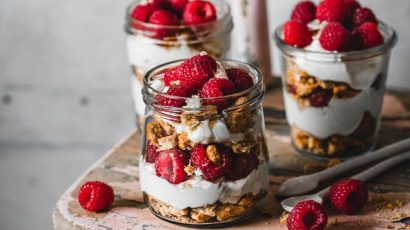 Ricotta Schoko Creme mit Himbeeren