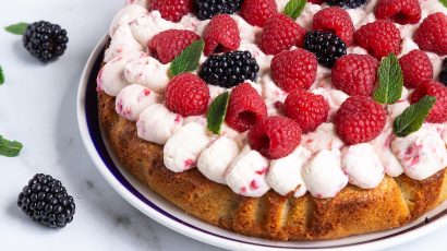 Mazarin-Torte mit Brombeeren und Mascarponecreme